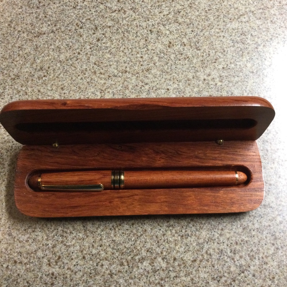 Wood Finish Rollerball Pen in Brown with Wood Case
